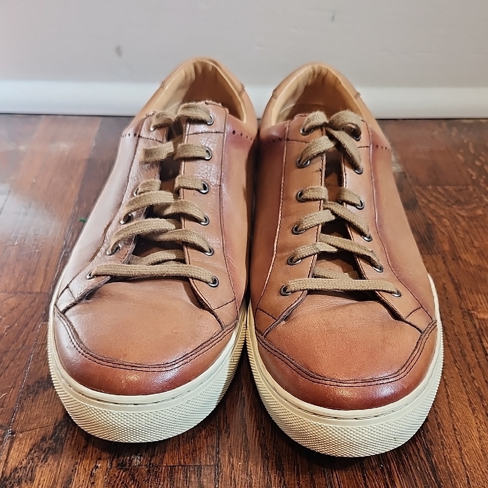 EUC Warfield & Grand Lassey Men Luxury LaceUp Tan Leather Sneakers 10.5 Designer - Picture 3 of 11
